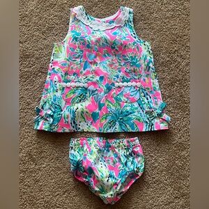 Lilly Pulitzer Pink and Blue Baby Dress Set